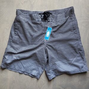 Men's XL NWT Firefly Classic White and Black Stripe Swim Trunks